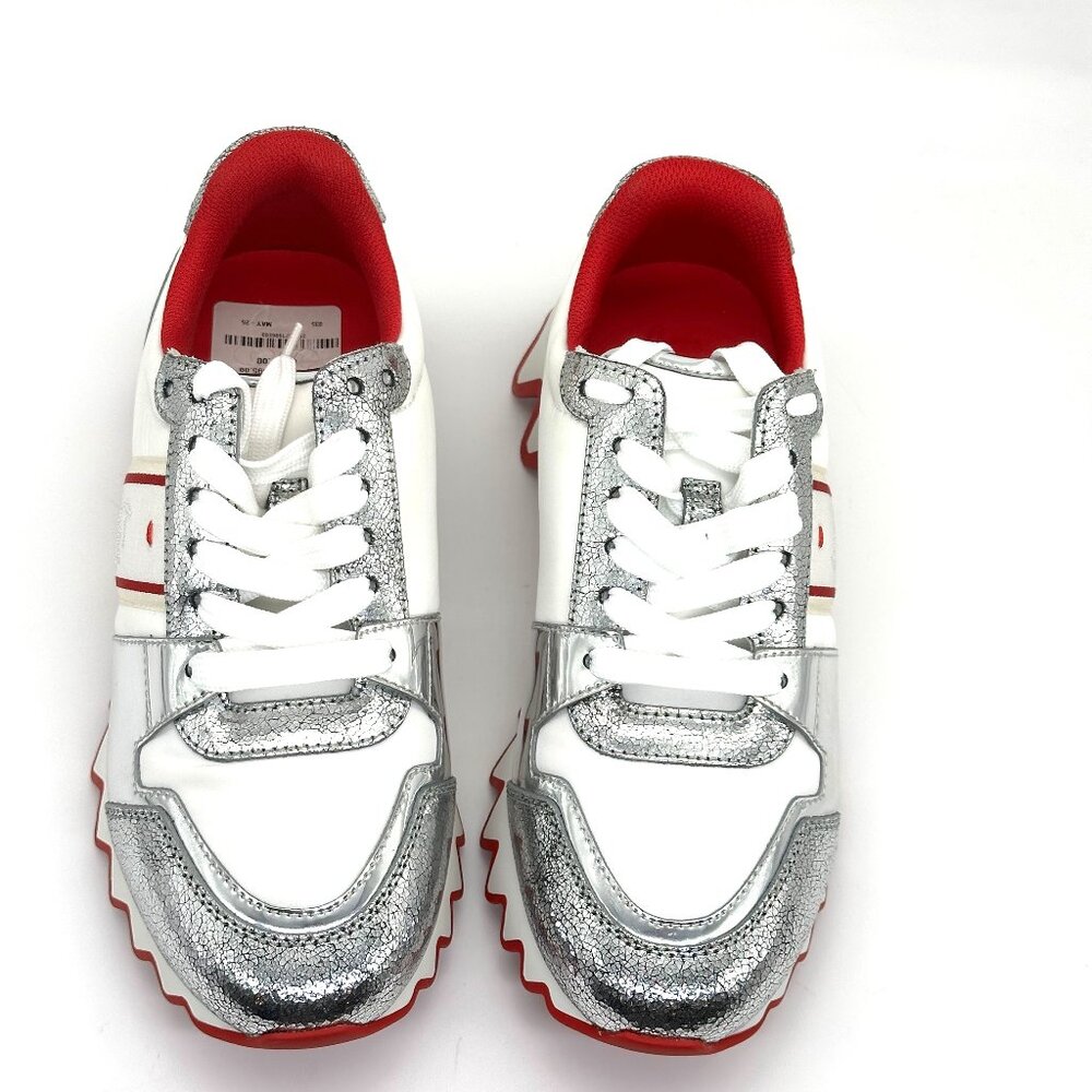 Christian Louboutin NASTROSHARK DONNA Metallic Leather Nylon Sneakers Shoes - Picture 8 of 16